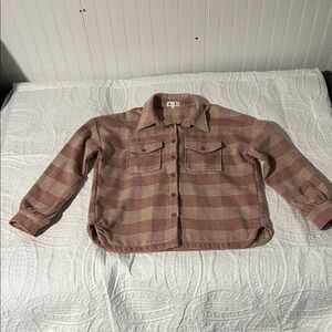 Mauve and cream plaid women’s coat sz:L